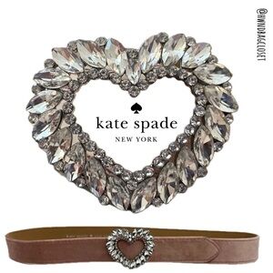 Kate Spade Heart Belt Rhinestone Crystals Pink Suede Size Small Medium Belt